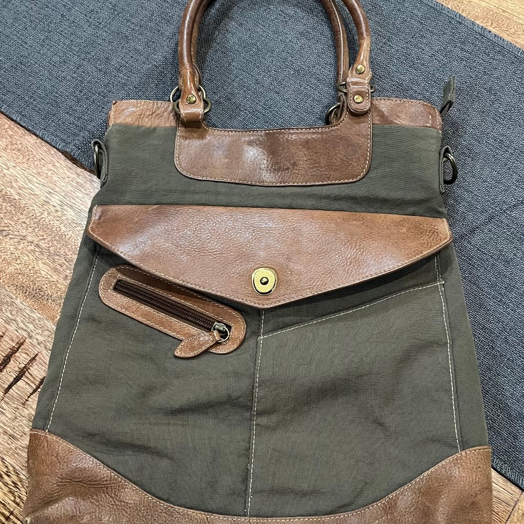 The Territory Ahead Canvas And Leather Purse Bag Cross Body Tote